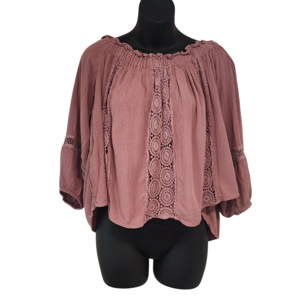 American Eagle Mauve Pink off the shoulder top XL - Picture 2 of 8